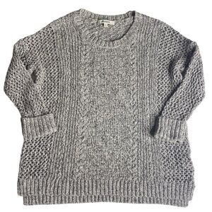 MADEWELL CHUNKY CLASSIC PULLOVER GRAY CABLE KNIT SWEATER SIZE XXS